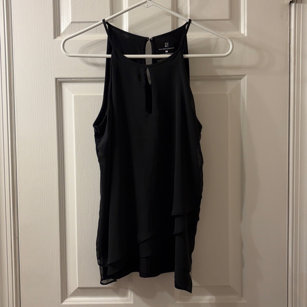 New York & Company Black Layered Blouse